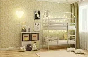 Кровать двухъярусная RooRoom Домик двухъярусная (цвет серый) спальное место 160х80