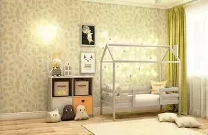 Кровать RooRoom Домик с двумя ограничителями (цвет серый) спальное место 160х80