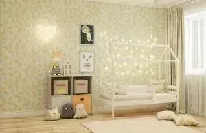 Кровать RooRoom Домик с ограничителем (цвет белый) спальное место 160х80