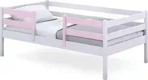 Кровать RooRoom с двумя ограничителями Вики цвет белый, борт розовый спальное место 140х80
