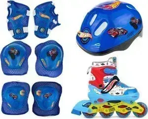 Коньки роликовые 1TOY Hot Wheels, PU колеса со светом, в комплекте с защитой и шлемом, M (34-37)