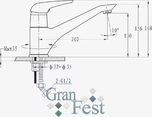 Смеситель для кухни GranFest 6124 бежевый (328)