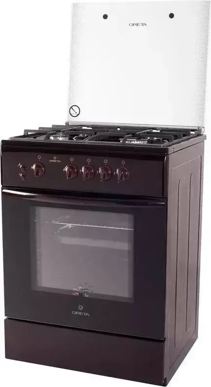 Плита газовая GRETA 600 исп. 06 коричневая (стекл. крышка) (GG 6072 CG 28 B)