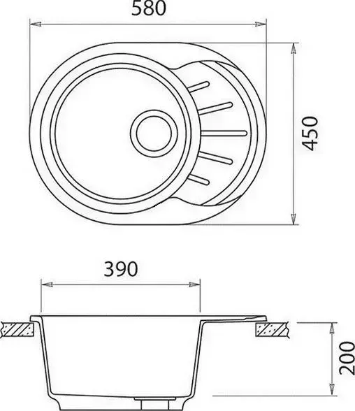 Мойка кухонная GranFest Rondo GF-R580L песочный (302)