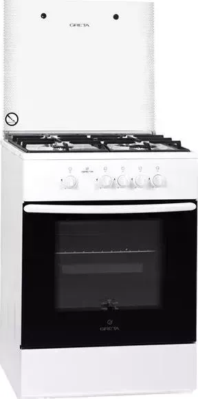 Плита газовая GRETA 600 исп. 15 белая (стекл. крышка) (GG6070CG38(W))