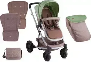 Коляска трансформер Lorelli S-500 + накидка на ножки Зелено-бежевый / GreenBeige 1679