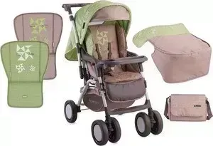 Прогулочная коляска Lorelli COMBI + накидка на ножки Зелено-бежевый / GreenBeige Zephyr 1650