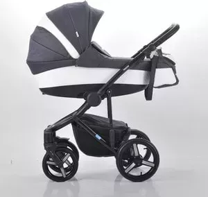 Коляска MR SANDMAN Vector Premium (2 в 1) 50% кожа Белый Перфорированный - Темно-Синий (KMSVP50-0713CH11)