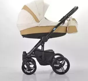 Коляска MR SANDMAN West-East Premium (3 в 1) 50% Эко кожа Темно-Бежевый Перфорированный - Бежевый в Принт (KMSWEP50-0736CH07)