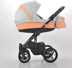 Коляска MR SANDMAN West-East Premium (2 в 1) 50% Эко кожа Персиковый Перфорированный - Серый (KMSWEP50-0735CH09)