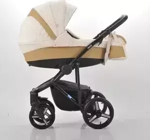 Коляска MR SANDMAN Vector Premium (2 в 1) 50% кожа Темно-Бежевый Перфорированный - Бежевый в Принт (KMSVP50-0713CH07)