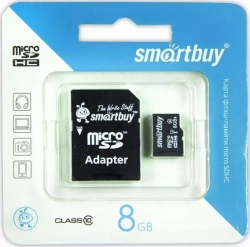 Карта памяти  Smartbuy MicroSDHC 8GB Сlass10 + адаптер