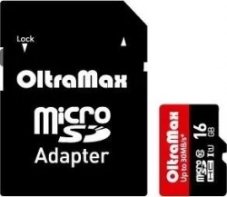 Карта памяти  Oltramax MicroSDHC 16GB Class10 (+ адаптер SD)
