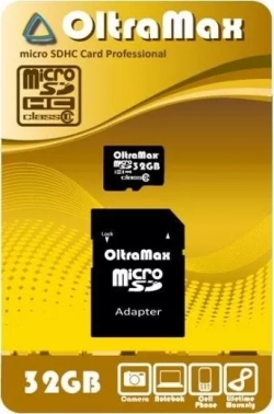 Карта памяти  Oltramax MicroSDHC 32GB Class10 (+ адаптер SD)