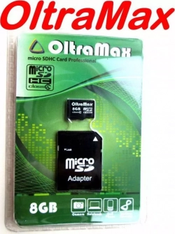 Карта памяти  Oltramax MicroSDHC 8GB Class4 (+ адаптер SD)