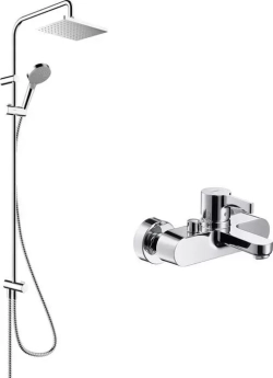Смеситель для ванны Hansgrohe Metris S с душевым гарнитуром, хром (31460000, 26282000)