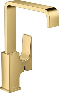 Смеситель для раковины Hansgrohe Metropol с донным клапаном Push-Open, золото (32511990)