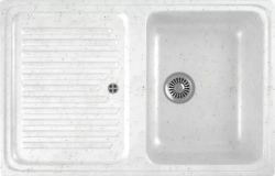 Мойка кухонная GREENSTONE GRS-78-331 белая, с сифоном