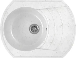 Мойка кухонная GREENSTONE GRS-65-331 белая, с сифоном