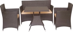 Набор мебели Garden story Асгард (стол Верона диван+2 кресла ротанг коричневый, подушки бежевые)