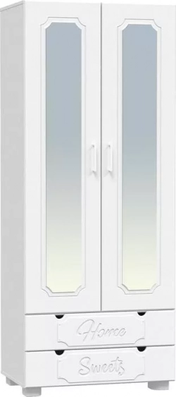 Шкаф для одежды COMPASS с зеркалом ДримСтар ДС-60К белое дерево