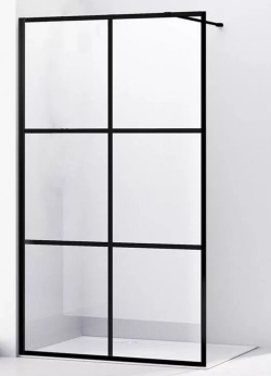 Душевой уголок Abber Immer Offen 100х200 профиль черный, стекло прозрачное (AG62100B)