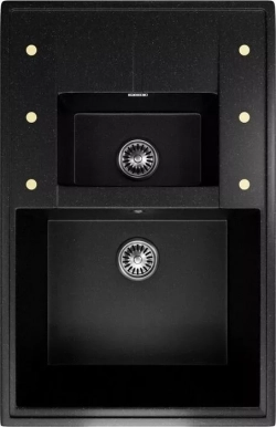 Мойка кухонная ZOX ZX-GM 07 74х48 с крылом и дополнительной чашей, черная (4630085462057)