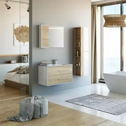 Мебель для ванной Aqwella Майами 90x45 правая, дуб сонома/белый