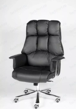 Кресло офисное NORDEN Президент сталь + хром/черная кожа