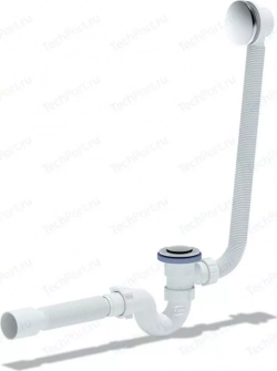 Слив-перелив для ванны АНИ пласт прямоточный Клик-клак с гибкой трубой (сетка) (EC155S)