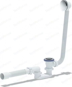 Слив-перелив для ванны АНИ пласт плоский Клик-клак с гибкой трубой (сетка) (EC055S)