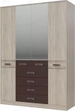 Шкаф Гранд Кволити 4-х дверный с ящиками Румба 4-4817 дуб сонома/венге
