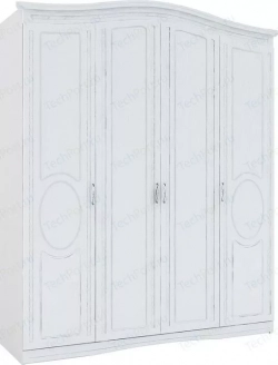 Шкаф Комфорт - S четырехдверный Гертруда М1 белая лиственница/ясень жемчужный