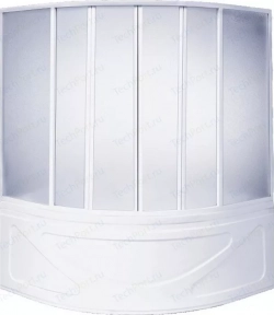 Душевая шторка на ванну BAS Мега 160х145, 6 створки, пластик Вотер (ШТ00034)