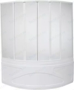 Душевая шторка на ванну BAS Риола 135х145, 6 створок, пластик Вотер (ШТ00036)