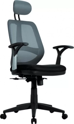 Кресло офисное Brabix Saturn ER-400 с подголовником черное/серое 530871