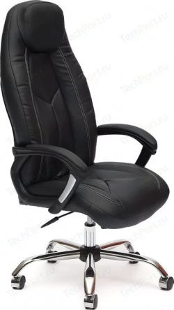 Кресло офисное TetChair BOSS хром кож/зам, черный/черный перфорированный, 36-6/36-6/06