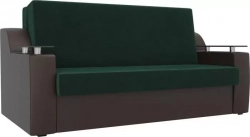 Диван АртМебель аккордеон Сенатор велюр зеленый экокожа коричневый (120)