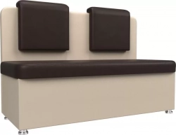 Кухонный прямой диван АртМебель Маккон 2-х местный экокожа коричневый/бежевый