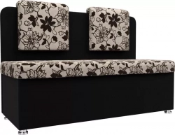 Кухонный прямой диван АртМебель Маккон 2-х местный рогожка на флоке вельвет черный