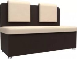Кухонный прямой диван АртМебель Маккон 2-х местный экокожа бежевый/коричневый