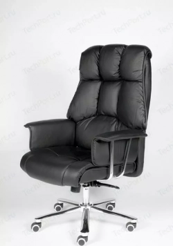 Кресло офисное NORDEN Президент сталь + хром/черная экокожа