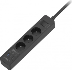 Сетевой фильтр HARPER UCH-410 Black QC3.0 с USB зарядкой