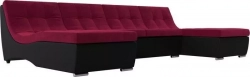 Диван АртМебель П-образный модульный диван Монреаль микровельвет бордовый экокожа черный