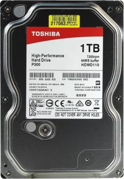 Жесткий диск TOSHIBA P300 SATA-III/1Tb/7200rpm/64Mb/3.5 (HDWD110UZSVA)