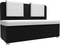 Кухонный прямой диван АртМебель Маккон 2-х местный экокожа белый/черный