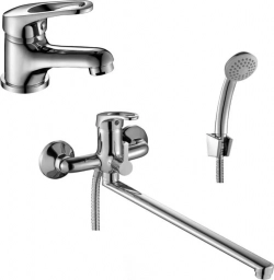 Комплект смесителей Rossinka Silvermix для раковины и ванны, с душем, хром (B35-32, B35-11)