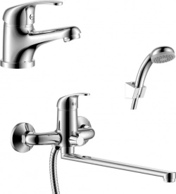 Комплект смесителей Rossinka Silvermix для раковины и ванны, с душем, хром (Y35-32, Y35-11)