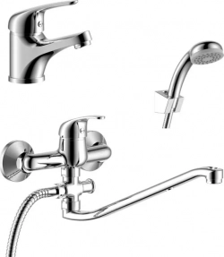 Комплект смесителей Rossinka Silvermix для раковины и ванны, с душем, хром (Y35-35, Y40-11)