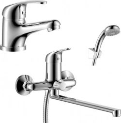 Комплект смесителей Rossinka Silvermix для раковины и ванны, с душем, хром (Y40-32, Y35-11)